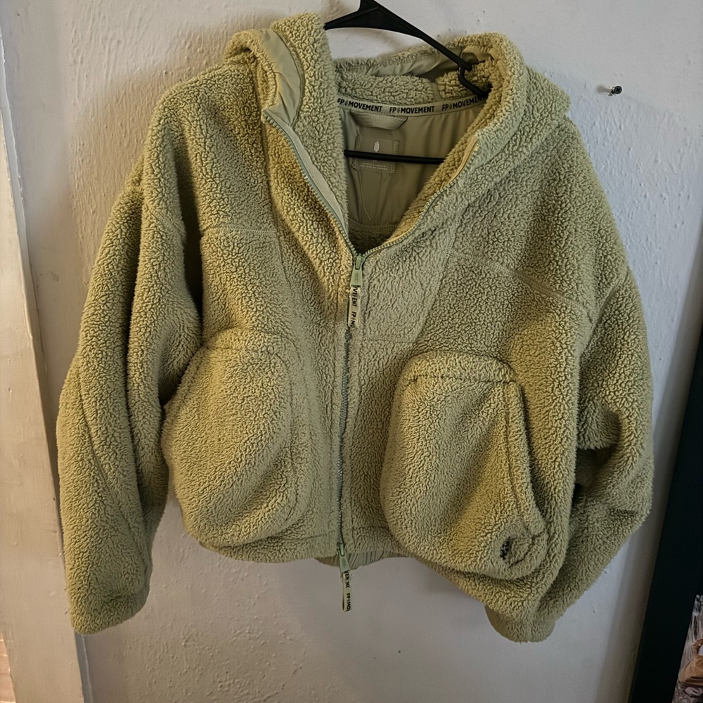 Free People Sage Green Fleece Jacket - Picture 2 of 4